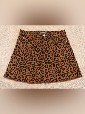 DL1961 Leopard Print Mini Skirt in Brown and Black